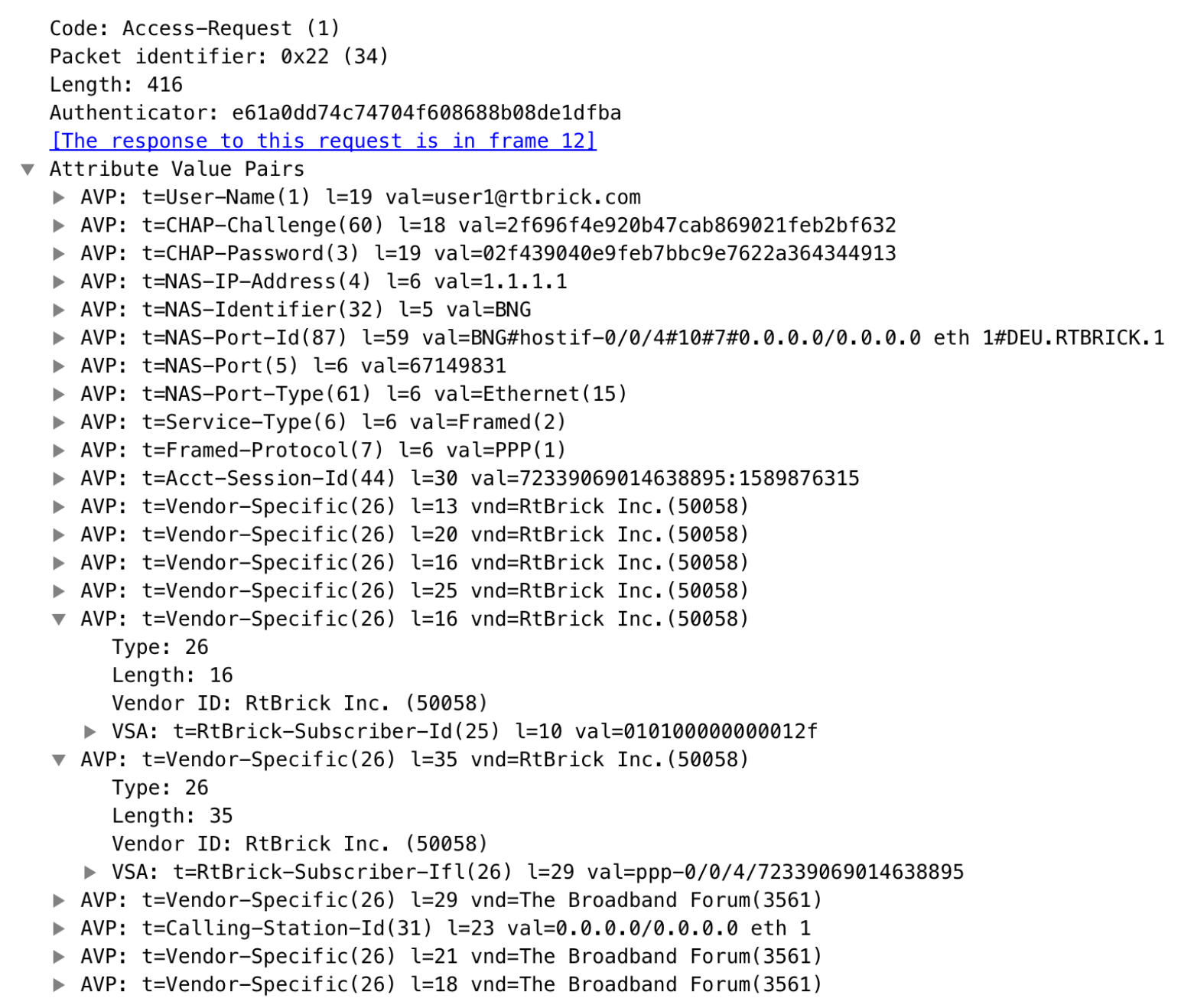 RADIUS Access Request