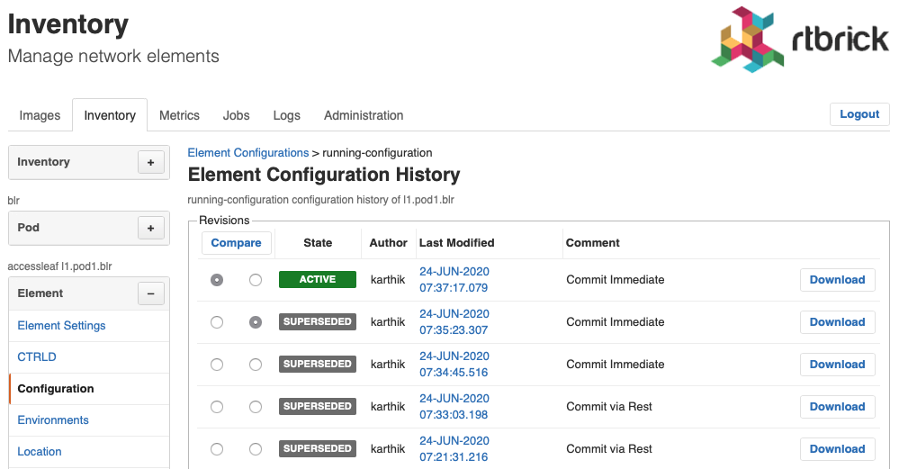 Configuration history