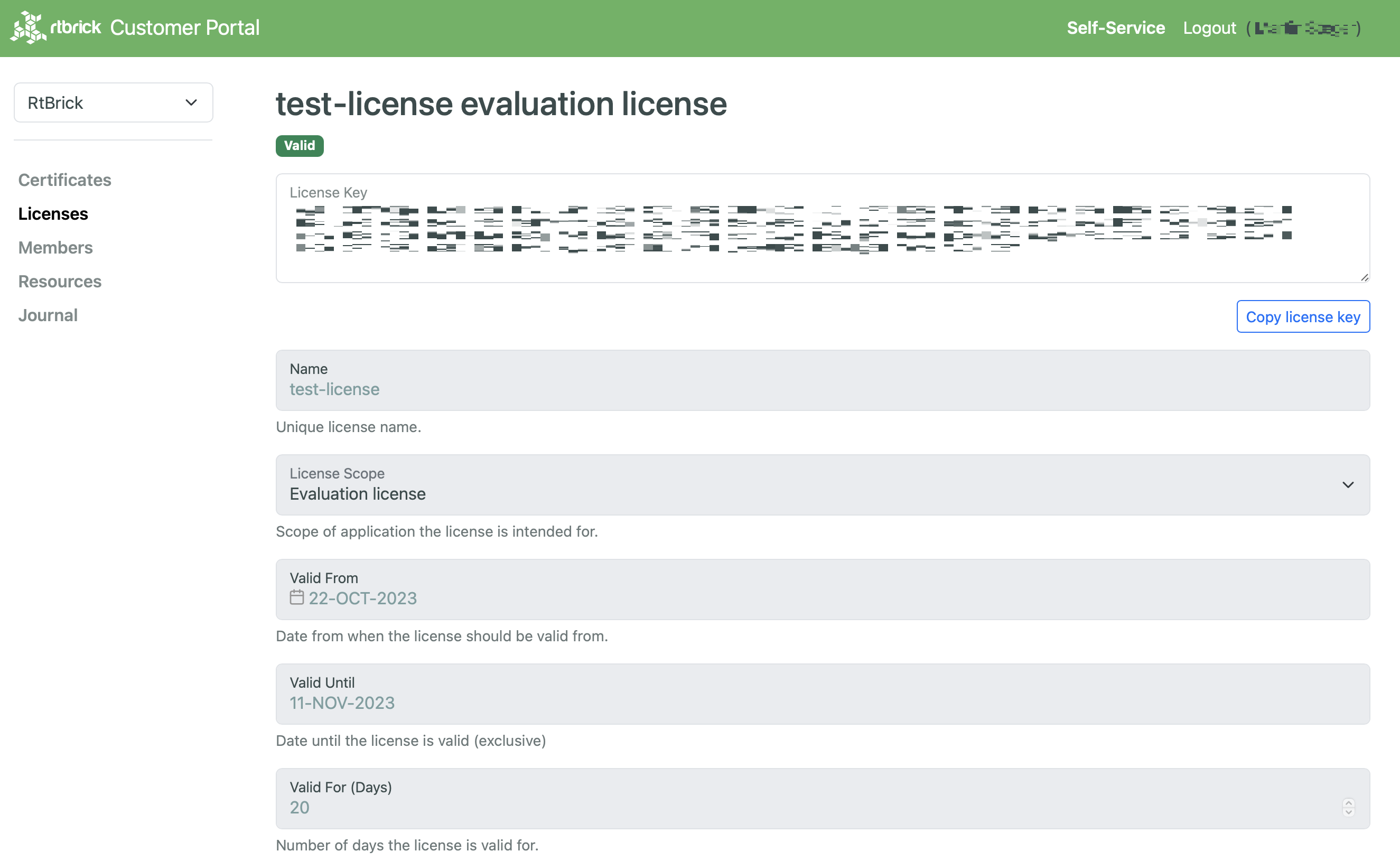 Approved license