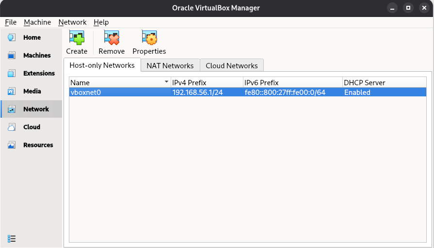 virtualbox host only network