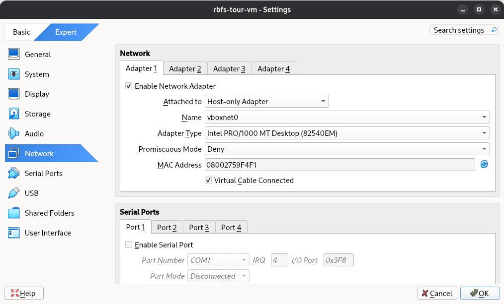 virtualbox vm network