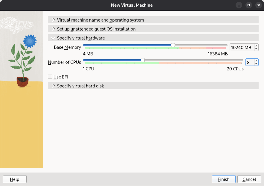 virtualbox vm resources