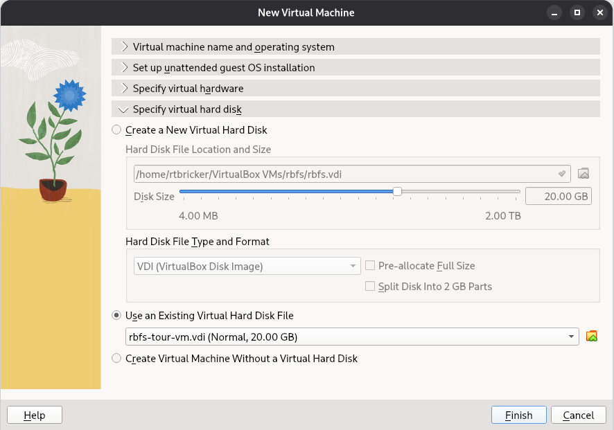 virtualbox vm storage